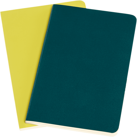 Volant Journals Set of 2, Pine Green And Lemon Yellow - Front view