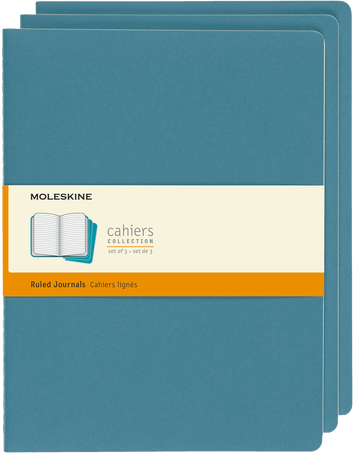 Quaderni Cahier Set da 3 quaderni, Blu Brillante - Front view