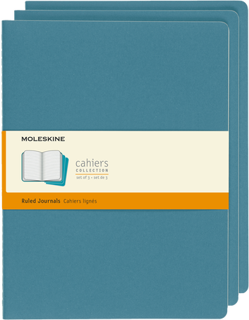 Cahier Journals Set of 3, Brisk Blue - Front view