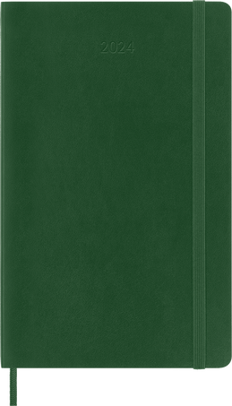 Classic Diary 2024 Large Daily, soft cover, 12 months, Myrtle Green - Front view