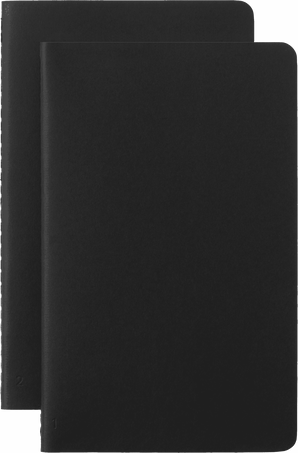 Smart Cahier Journals Large Juego de 2, a rayas, Negro - Front view