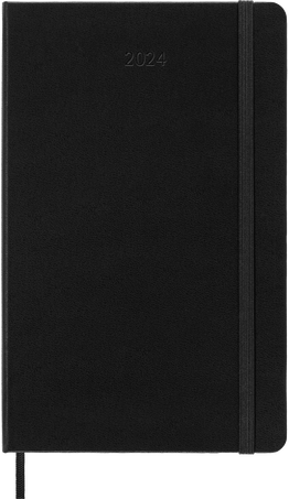Classic Diary 2024 Large Weekly Vertical, hard cover, 12 months, Black - Front view
