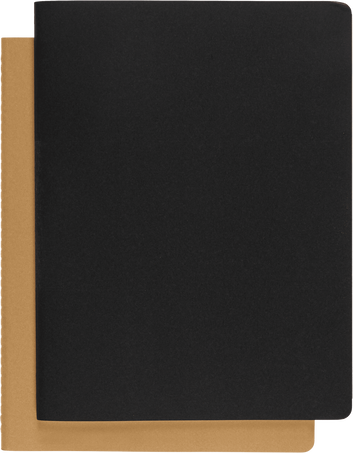 Subject Cahier Set of 2, Black/Kraft Brown - Front view