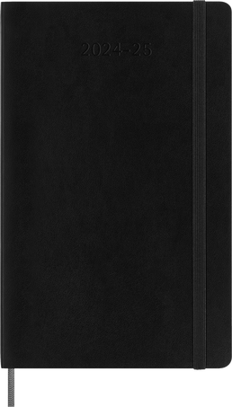 Classic Diary 2024/2025 Large Daily, soft cover, 18 months, Black - Front view