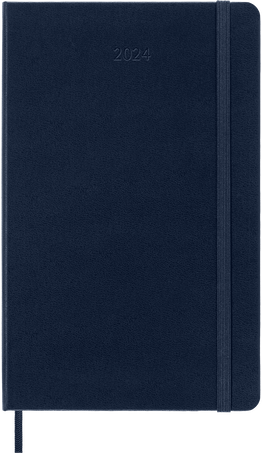 Classic Diary 2024 Large Weekly, hard cover, 12 months, Sapphire Blue - Front view