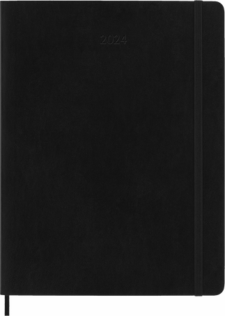 Classic Diary 2024 XL Monthly, soft cover, 12 months, Black - Front view