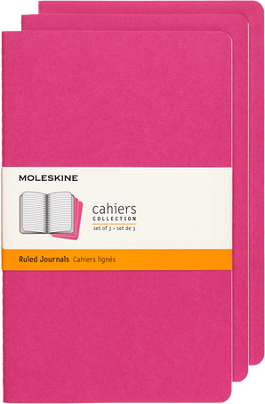 Cahier Journals Set of 3, Kinetic Pink - Front view