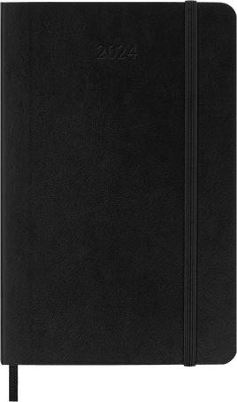 Classic Diary 2024 Pocket Weekly, soft cover, 12 months, Black - Front view