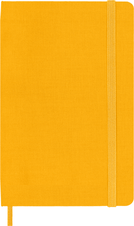 Carnet classique en soie Couverture rigide en tissu, Jaune Orangé - Front view