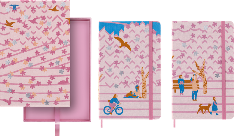 Set Sakura Due Taccuini in edizione limitata, Large a righe e Large a pagine bianche - Front view