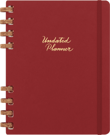 Undated Life Planner XL Weekly and Monthly, Spiral, Cherry Crush - Front view