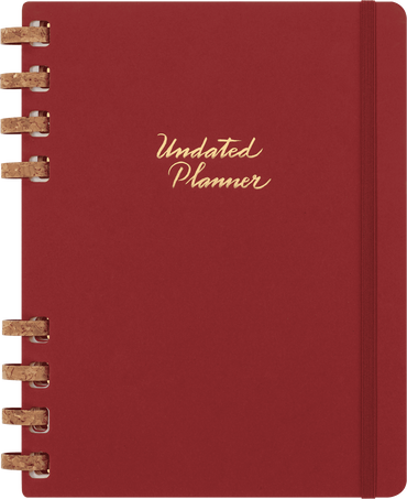 Undated Life Planner XL Weekly and Monthly, Spiral, Cherry Crush - Front view