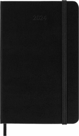 Classic Diary 2024 Pocket Daily, hard cover, 12 months, Black - Front view