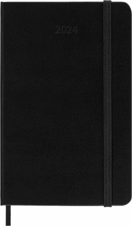 Agenda Classic 2024 Pocket Diaria, tapa dura, 12 meses, Negro - Front view