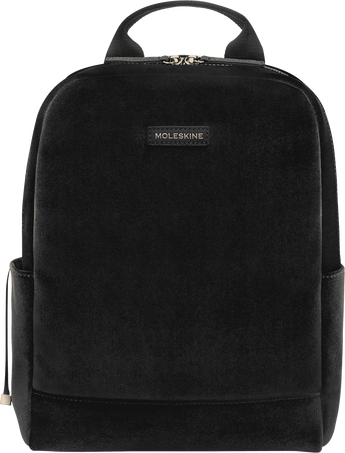 Textile Backpack Velvet, Black - Front view