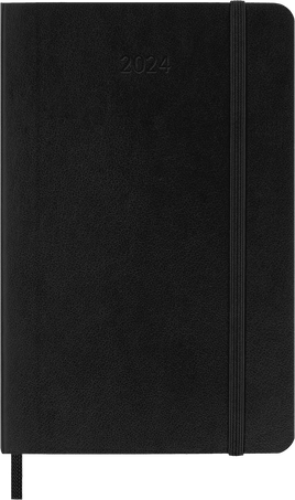 Agenda Classic Pocket Semainier horizontal, couverture souple, 12 mois, Noir - Front view