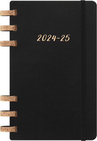 Student Life Diary 2024/2025 12 meses, Espiral, Negro - Front view
