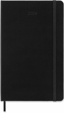 Classic Diary 2024 Large Weekly, hard cover, 12 months, Black - Front view