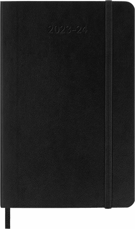 Classic Diary 2023/2024 Pocket Weekly, soft cover, 18 months, Black - Front view