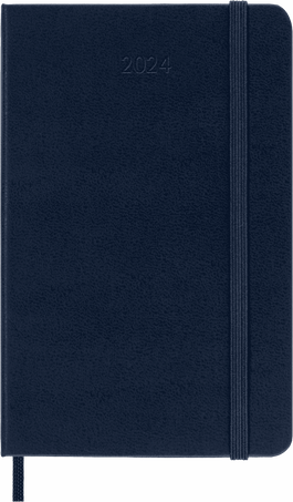 Agenda Classic 2024 Pocket Settimanale, copertina rigida, 12 mesi, Blu Zaffiro - Front view