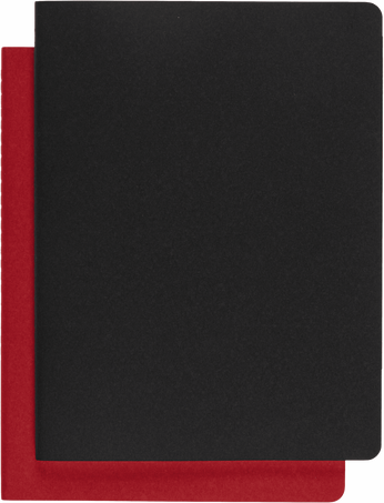 Subject Cahier Set of 2, Black and Cranberry Red - Front view