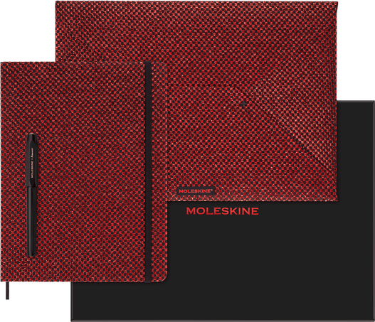 Caja de coleccionista Shine Cuaderno XL  a rayas, Sobre, Pluma estilográfica Kaweco, Rojo - Front view