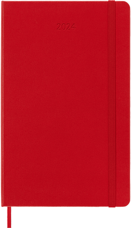 Agenda Classic 2024 Large Giornaliera, copertina rigida, 12 mesi, Rosso Scarlatto - Front view