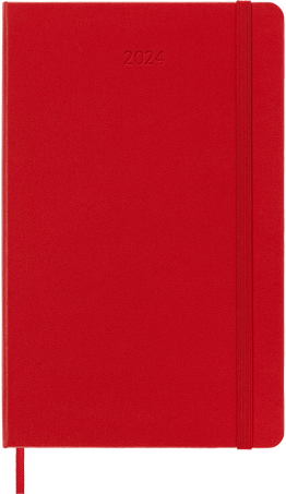 Classic Diary 2024 Large Daily, hard cover, 12 months, Scarlet Red - Front view