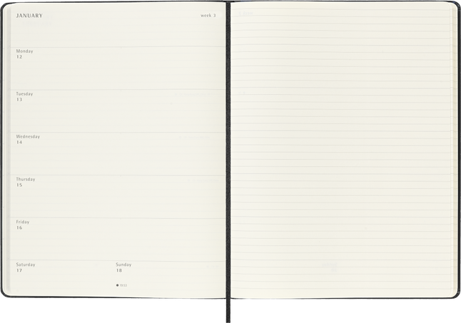 12M WKLY NTBK XL BLK HARD