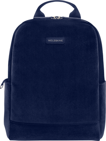 Textile Backpack Velvet, Sapphire Blue - Front view