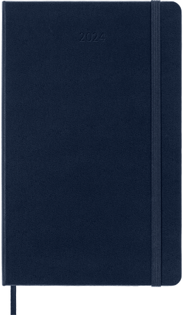 Agenda Classic 2024 Large Journalier, couverture rigide, 12 mois, Bleu Saphir - Front view