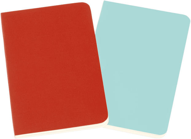 Volant Journals Set of 2, Coral Orange and Aquamarine Blue - Front view