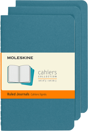 Cahier Journals Set of 3, Brisk Blue - Front view