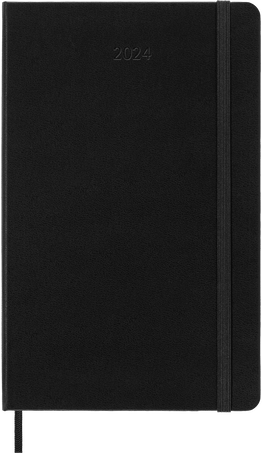 Classic Diary 2024 Large Weekly horizontal, hard cover, 12 months, Black - Front view