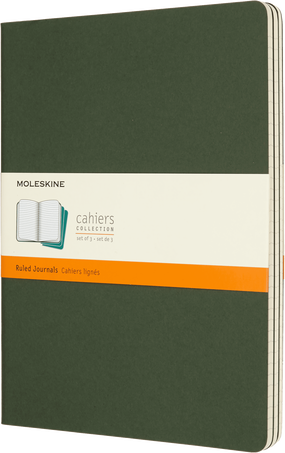 Cahier Journals Set of 3, Myrtle Green - Front view