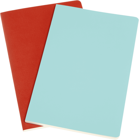 Volant Journals Set of 2, Coral Orange and Aquamarine Blue - Front view