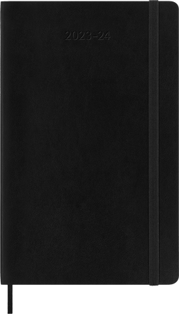 Classic Diary 2023/2024 Large Weekly, soft cover, 18 months, Black - Front view