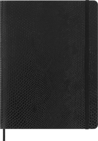 Precious & Ethical Notebook Vegan Soft Cover, Python-effect, Ruled, Black - Front view