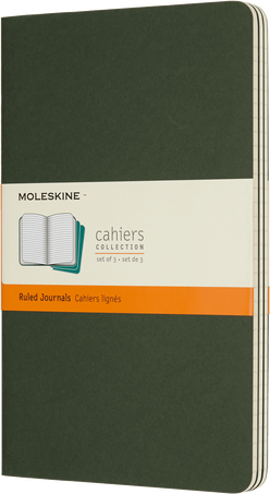 Cahier Journals Set of 3, Myrtle Green - Front view