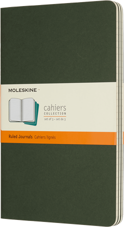 Cahier Journals Set of 3, Myrtle Green - Front view