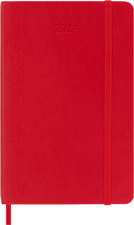 Agenda Classic 2024 Pocket Giornaliera, copertina morbida, 12 mesi, Rosso Scarlatto - Front view