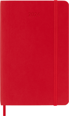 Classic Diary 2024 Pocket Daily, soft cover, 12 months, Scarlet Red - Front view