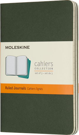 Cahier Journals Set of 3, Myrtle Green - Front view