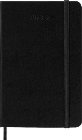 Classic Diary 2023/2024 Pocket Weekly, hard cover, 18 months, Black - Front view