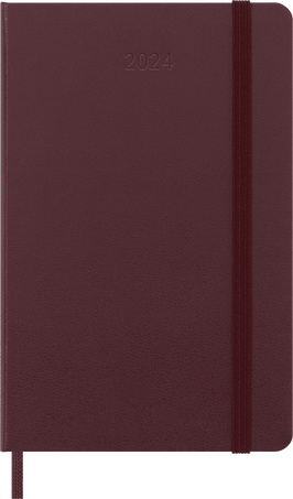 Agenda Classic 2024 Pocket Semanal, tapa dura, 12 meses, Rojo Burgundy - Front view