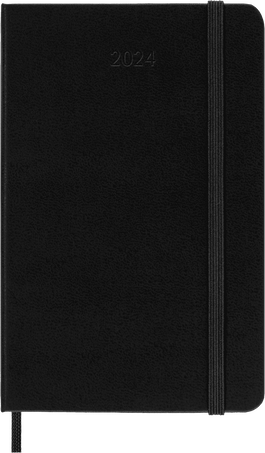 Agenda Classic Pocket Semainier Vertical, couverture rigide, 12 mois, Noir - Front view
