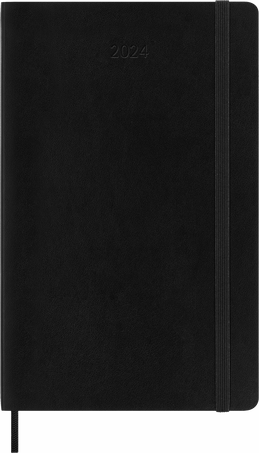 Agenda Classic 2024 Large Semainier, couverture souple, 12 mois, Noir - Front view