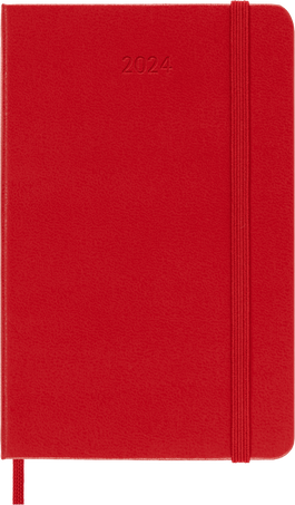 Classic Diary 2024 Pocket Weekly, hard cover, 12 months, Scarlet Red - Front view