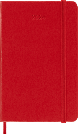 Classic Diary 2024 Pocket Weekly, hard cover, 12 months, Scarlet Red - Front view