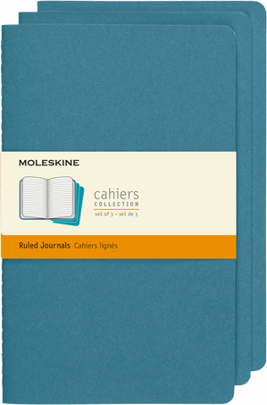 Cahier Journals Set of 3, Brisk Blue - Front view